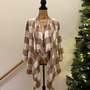 Maurices Brown and White Plaid Cape